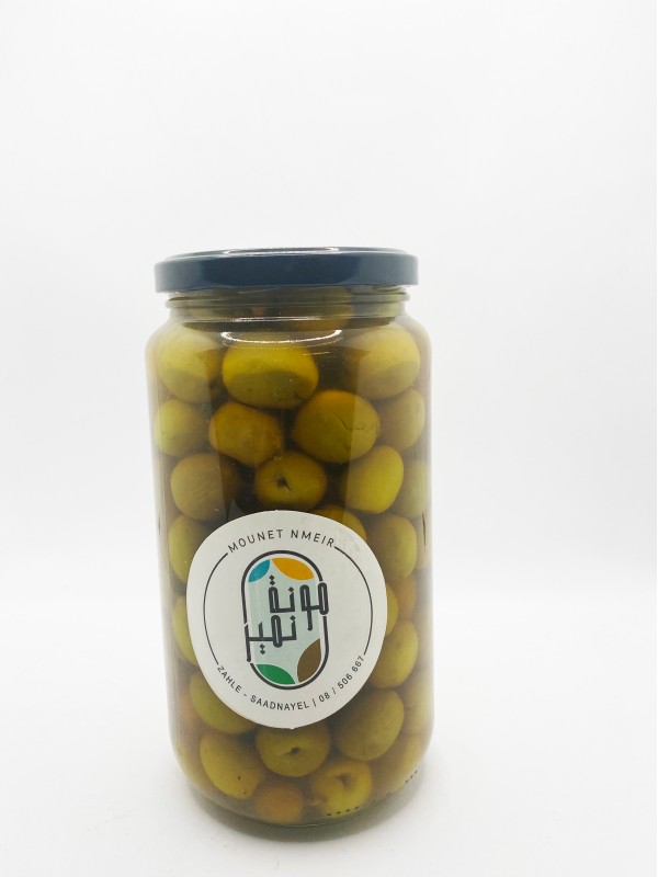 Green olives extra Olives vertes premier choix Mounet Nmeir 650g