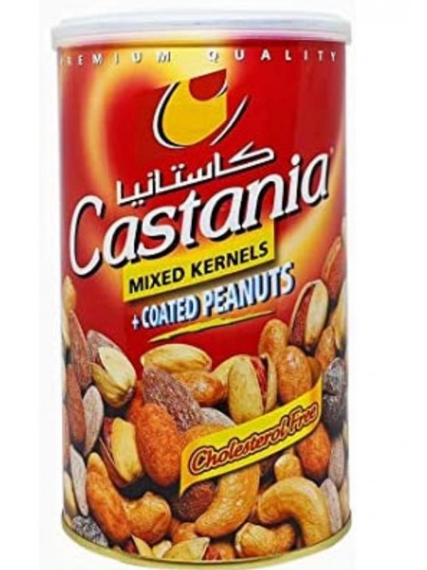 Mixed kernels and coated peanuts Fruits à coque et cacahuètes enrobées Castania 300g